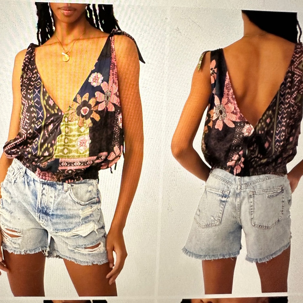 Free People Tied To You Print Top. NWOT - Picture 2 of 5